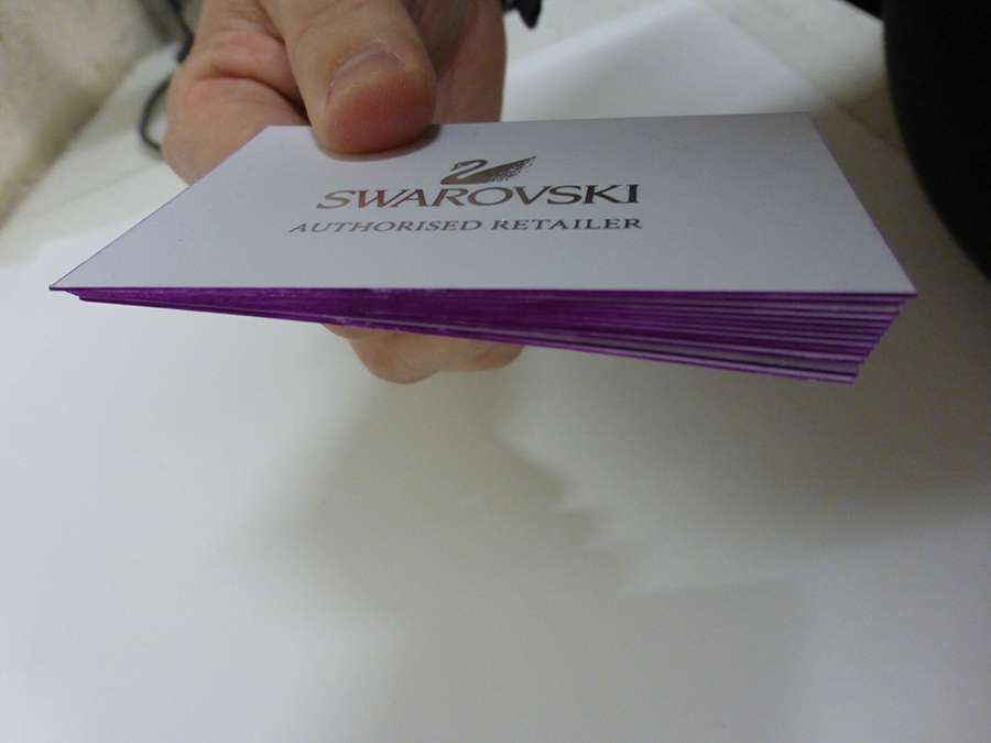 Purple Edge Painting demo on Business Cards