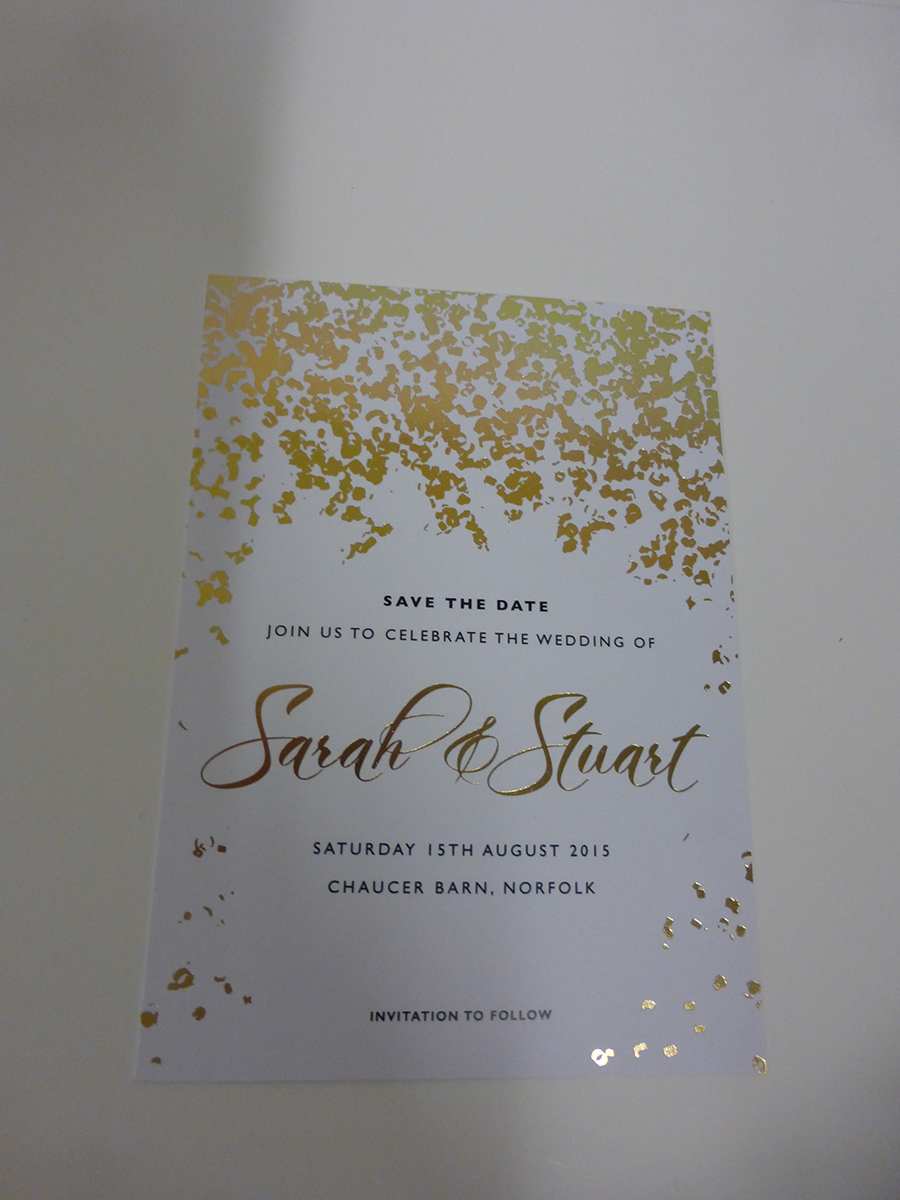 White Foiled Invite on GF Smith Board