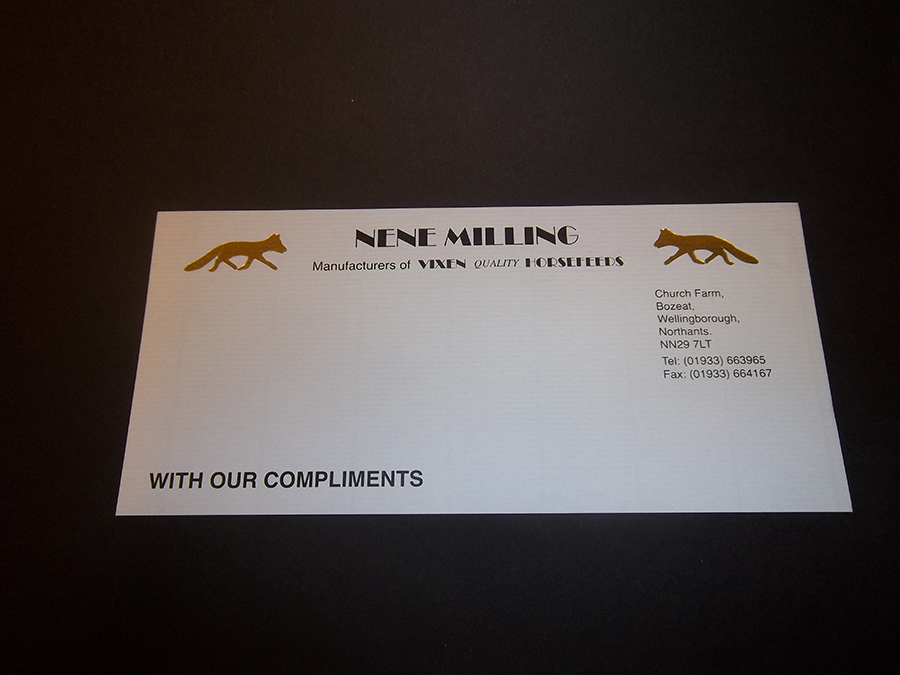 Compliment Slip Digitally printed and Foiled in Gold