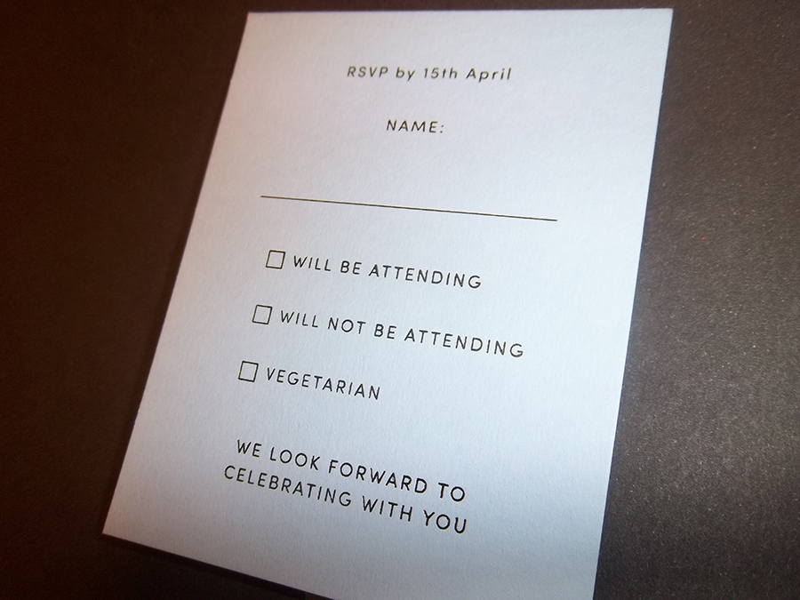 RSVP Wedding Gold Foil on GF Smith 700 gram Stock